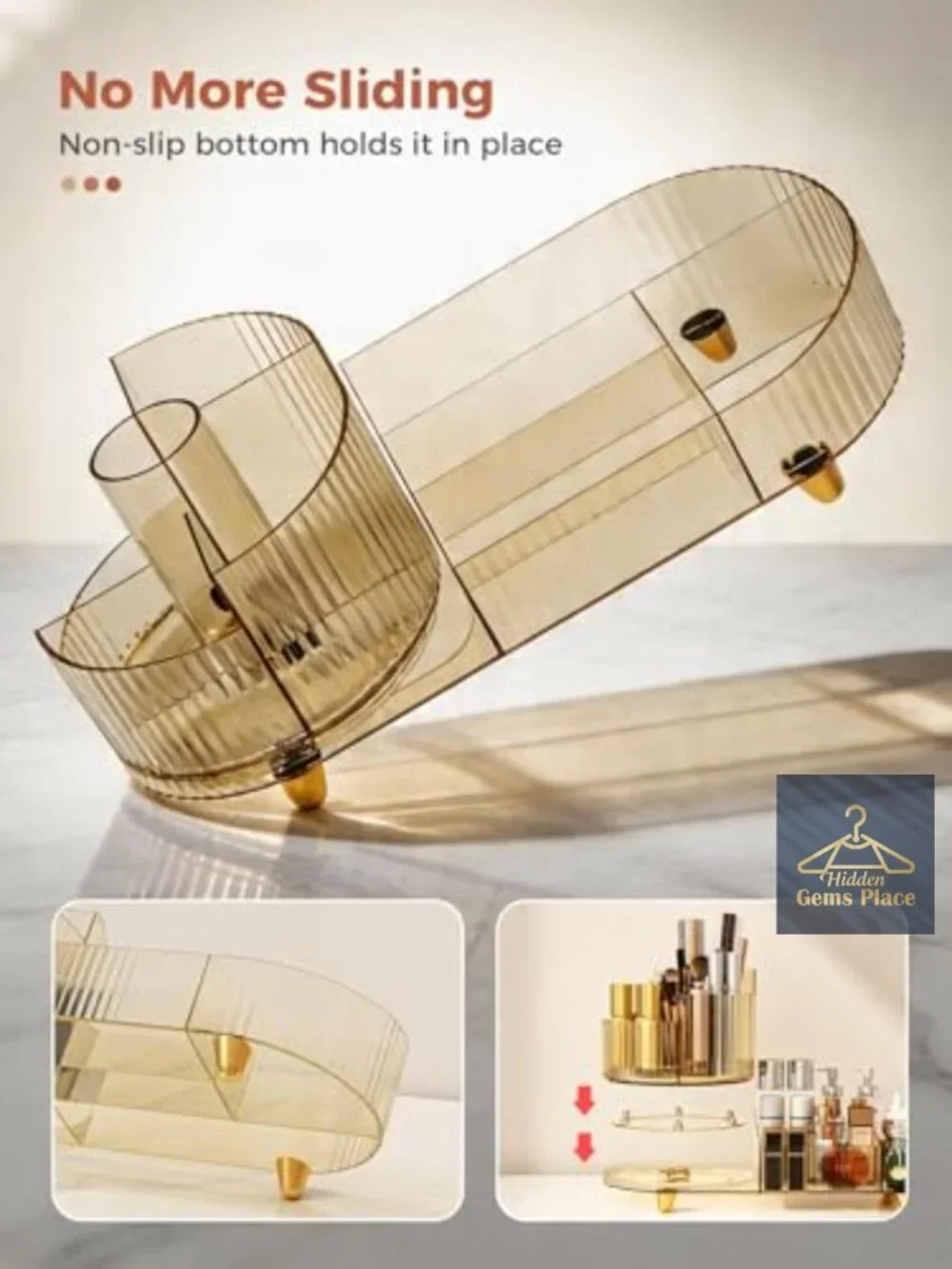 Rotating Makeup Organizer Acrylic Cosmetic Display Case Large Beauty Brush